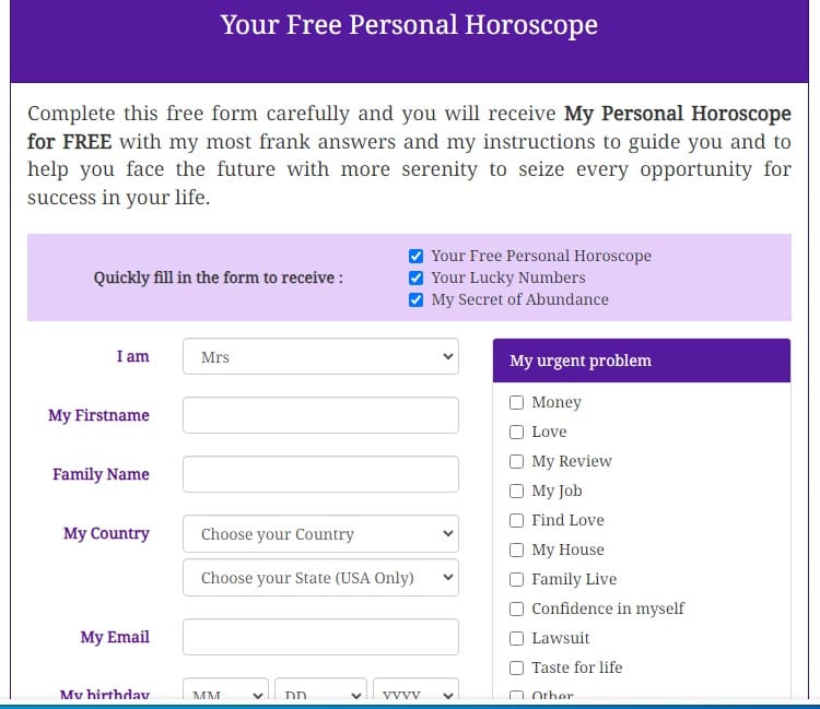 Get your FREE personal Horoscope, Click Here go Sara Freder